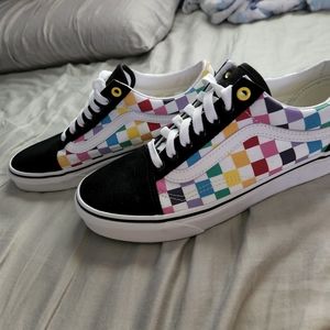 Rainbow checkered vans